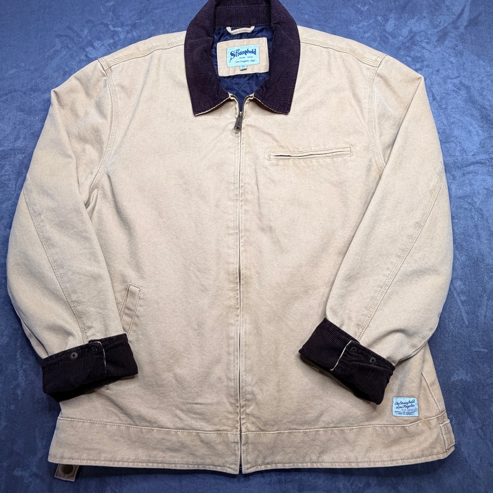 The Stronghold Detroit Jacket Mens 2XL Tan Corduroy Trim Quilt Lined Workwear